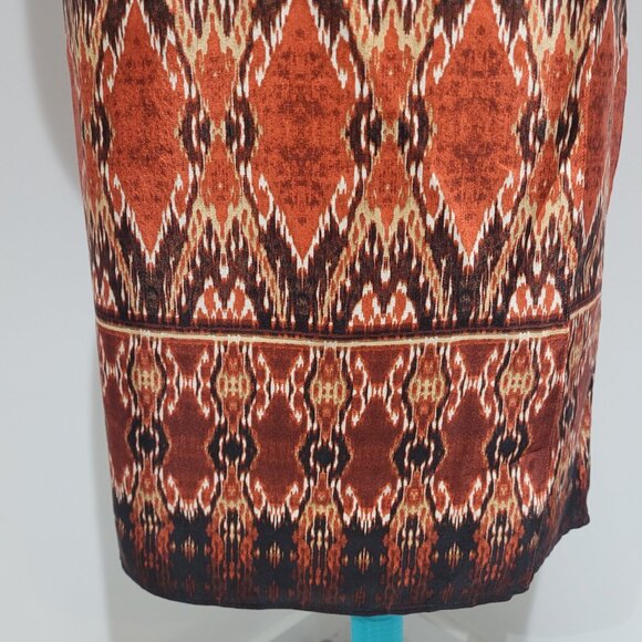 Jones New York Women's 100% Silk Burnt Orange Lined Faux Wrap Skirt Size 8 Luxe - Picture 5 of 11